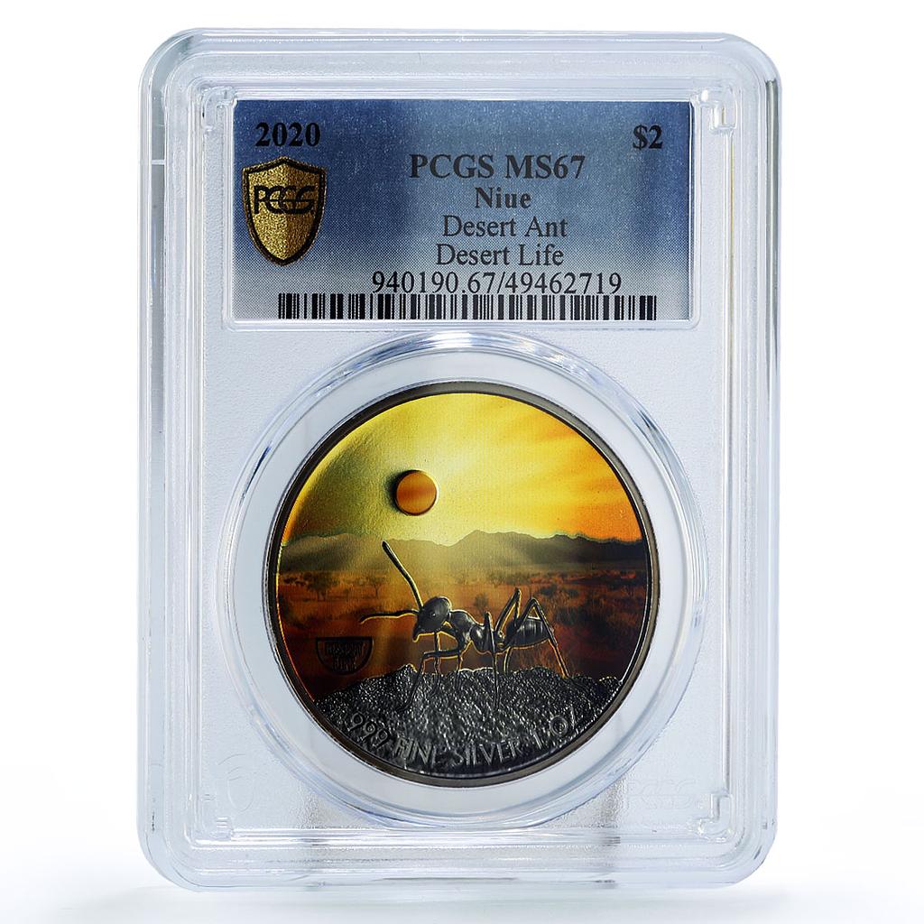 Niue 2 dollars Conservation Desert Life Ant Fauna MS67 PCGS silver coin 2020