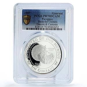 Paraguay guarani Ibero-American Dances Baile Cantaro PR70 PCGS silver coin 1997