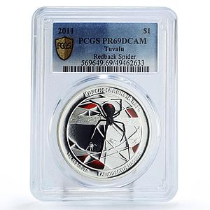 Tuvalu 1 dollar Conservation Wildlife Spider Fauna PR69 PCGS silver coin 2011