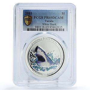 Tuvalu 1 dollar Conservation Wildlife Shark Fauna PR69 PCGS silver coin 2011