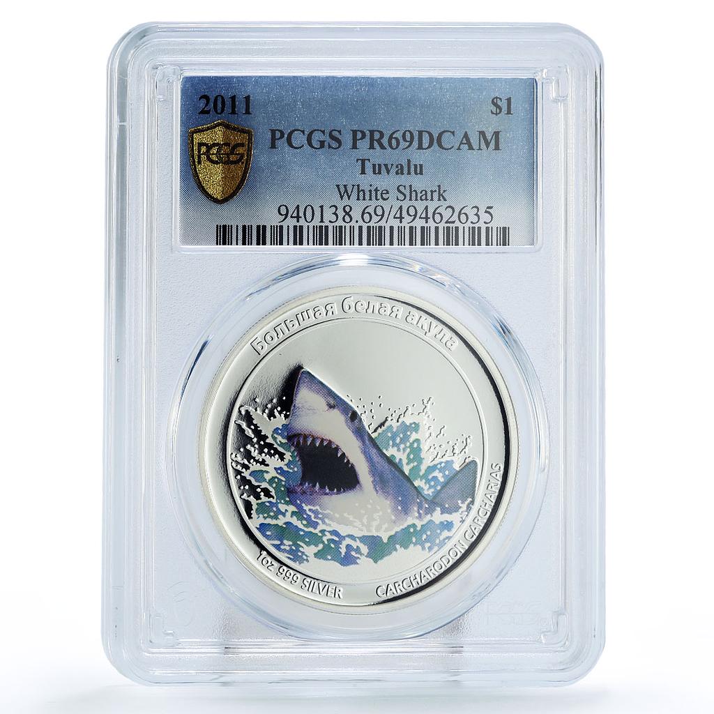 Tuvalu 1 dollar Conservation Wildlife Shark Fauna PR69 PCGS silver coin 2011
