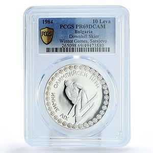 Bulgaria 10 leva Winter Olympic Games Downhill Skier PR69 PCGS silver coin 1984
