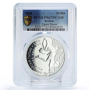 Belarus 20 roubles Vancouver Olympic Games Figure Skating PR67 PCGS Ag coin 2008