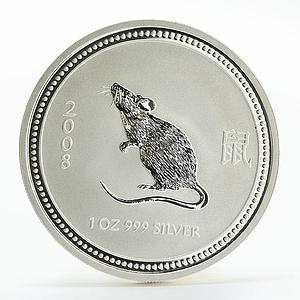 Australia 1 dollar Lunar Calendar series I Year of Mouse silver coin 2008