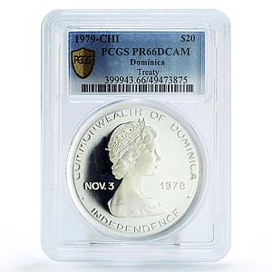 Dominica 20 dollars Israel Egypt Treaty Politics PR66 PCGS silver coin 1979