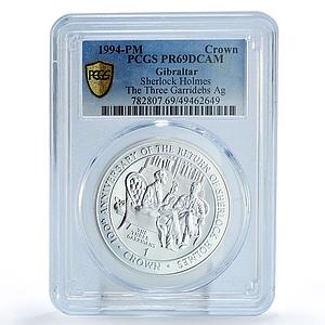 Gibraltar 1 crown Sherlock Holmes 3 Garridebs Literature PR69 silver coin 1994