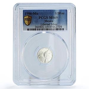 Mexico 1/20 onza Libertad Angel of Independence MS69 PCGS silver coin 1996