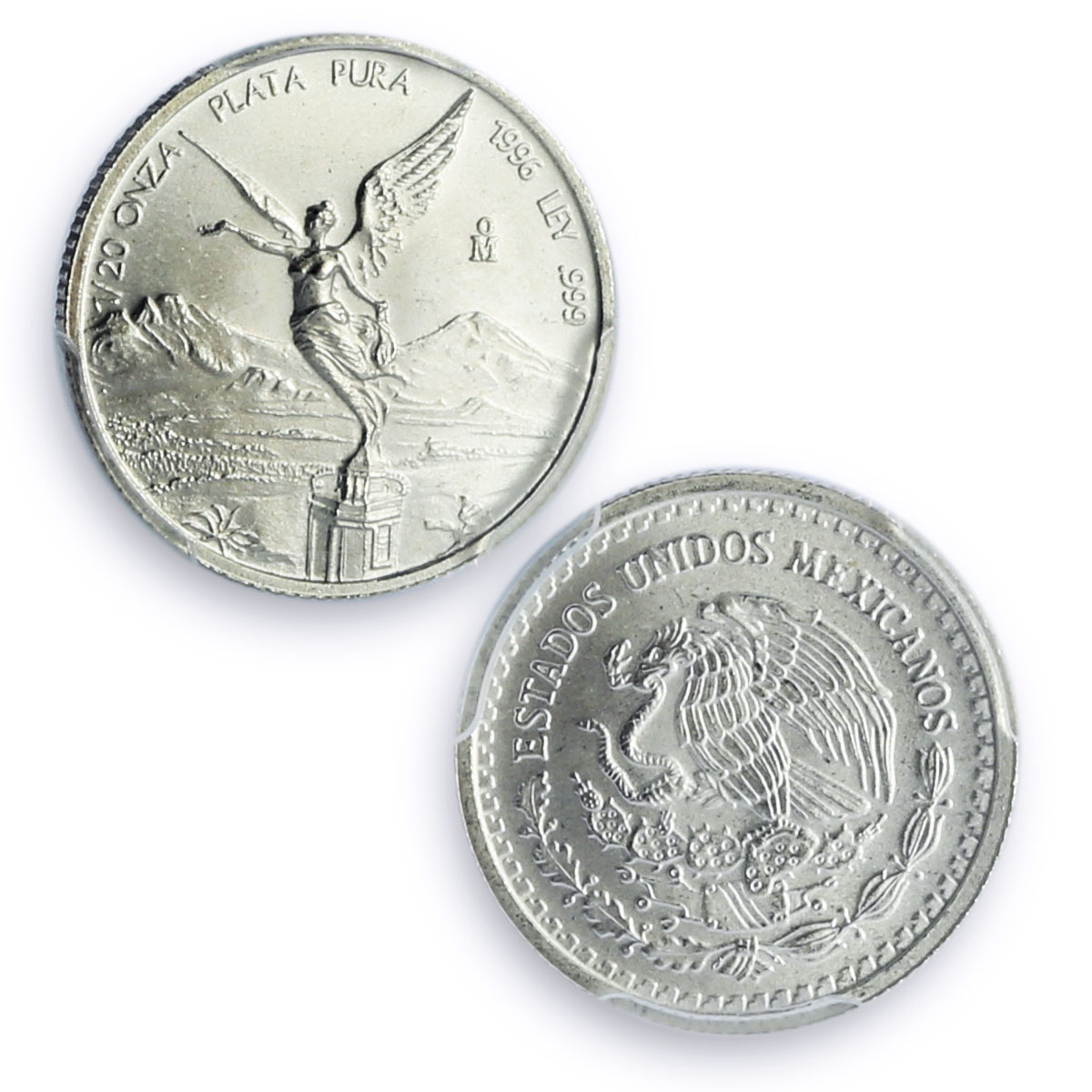 Mexico 1/20 onza Libertad Angel of Independence MS69 PCGS silver coin 1996
