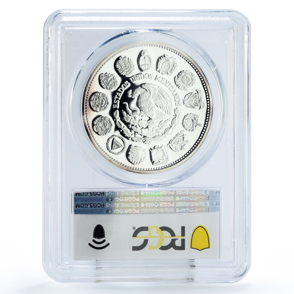 Mexico 100 pesos Two Worlds Encounter Ships Pillars PR69 PCGS silver coin 1991