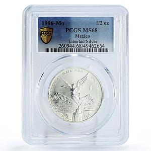 Mexico 1/2 onza Libertad Angel of Independence MS68 PCGS silver coin 1996