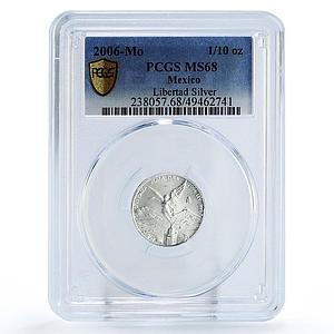 Mexico 1/10 onza Libertad Angel of Independence MS68 PCGS silver coin 2006