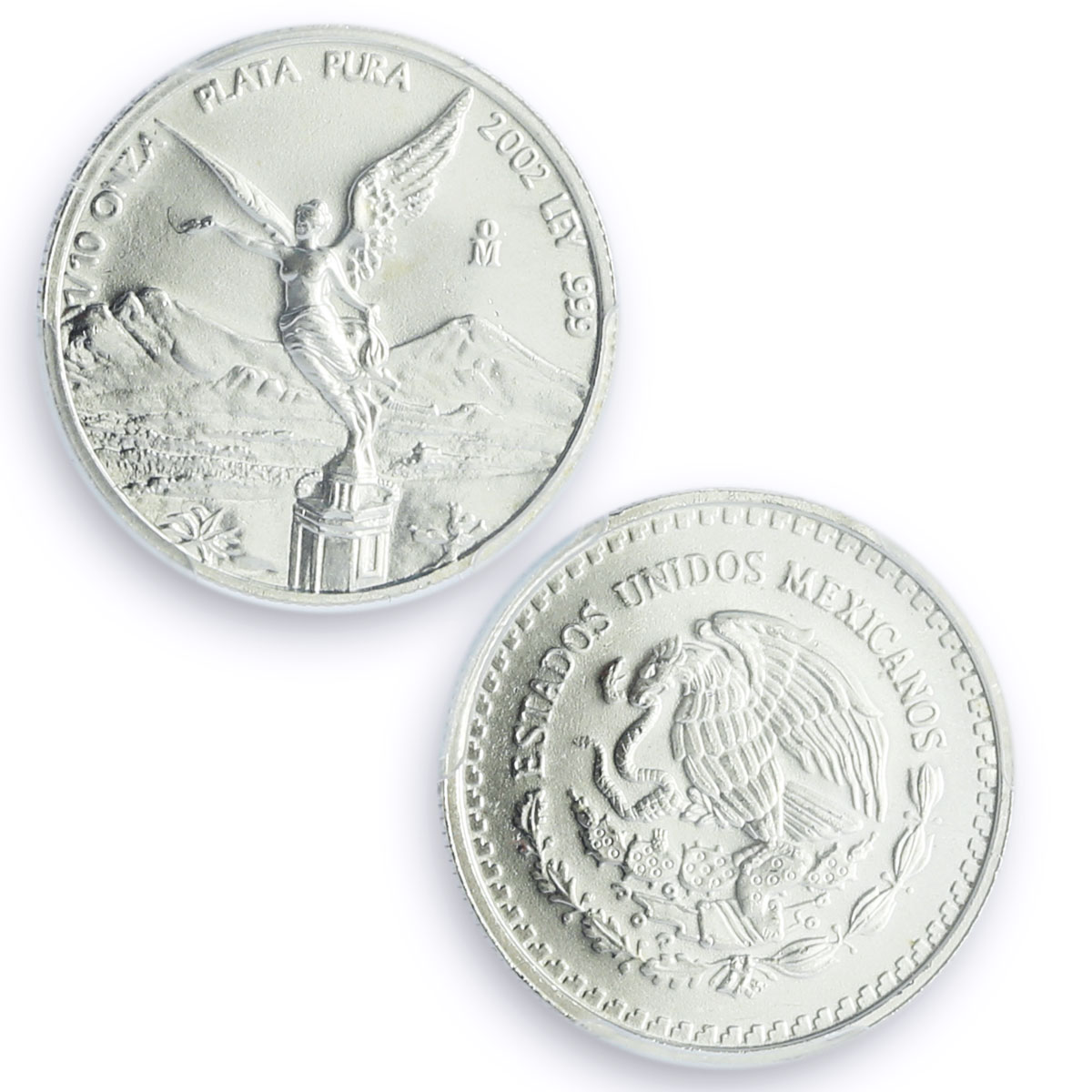 Mexico 1/10 onza Libertad Angel of Independence MS68 PCGS silver coin 2002