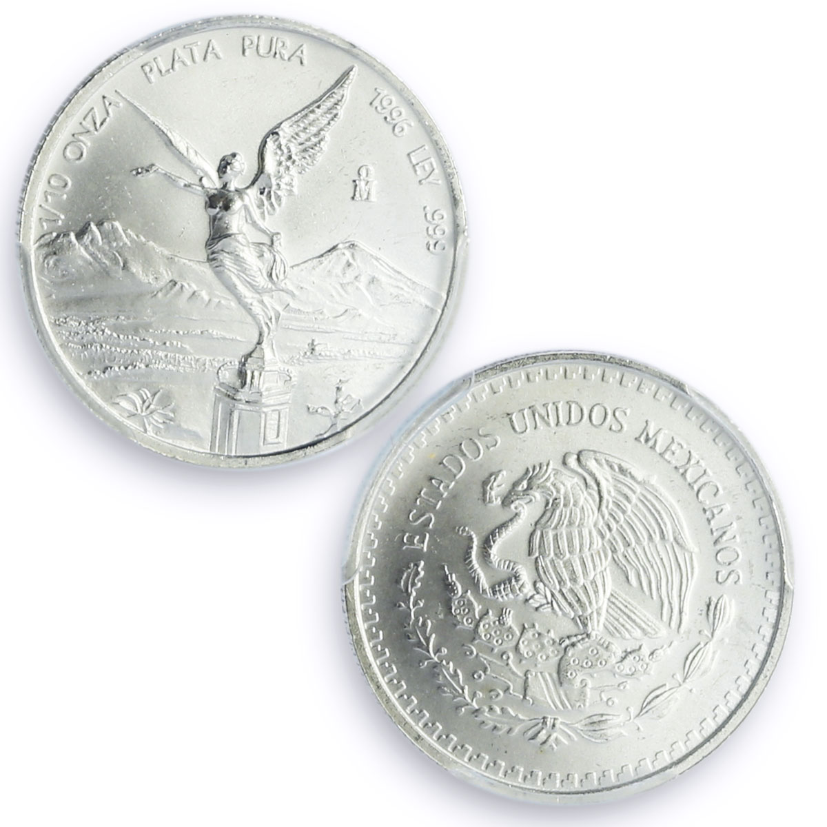 Mexico 1/10 onza Libertad Angel of Independence MS66 PCGS silver coin 1996