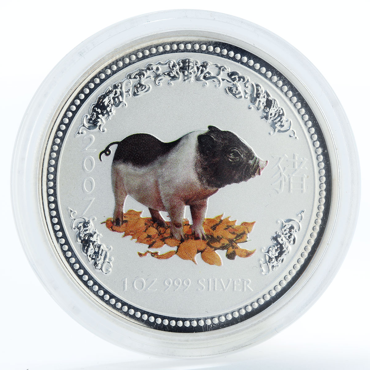 Australia 1 dollar Year of The Pig Lunar Series I 1 oz Silver Coloured Coin 2007
