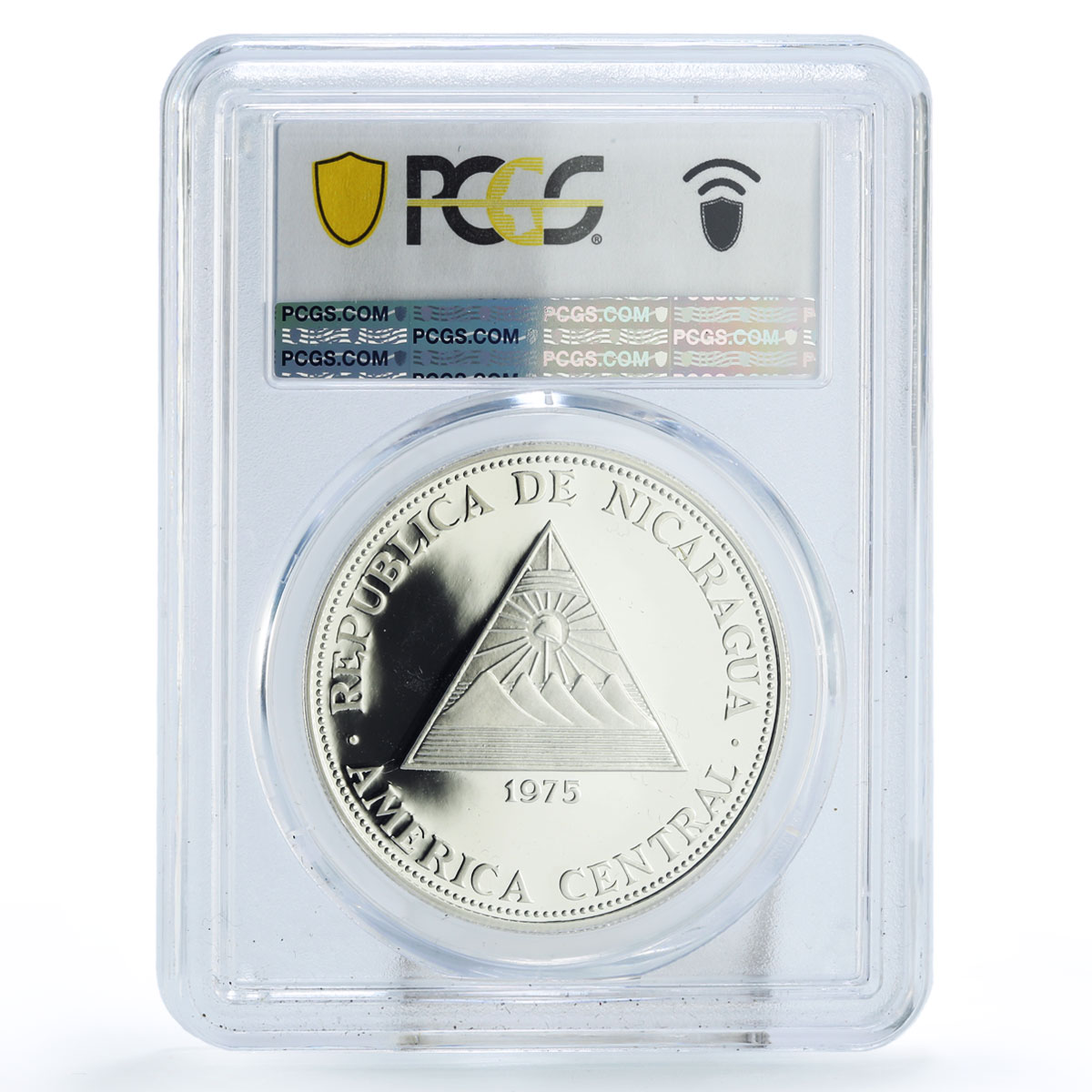 Nicaragua 100 cordobas Earthquake Thanks to The World PR67 PCGS silver coin 1975