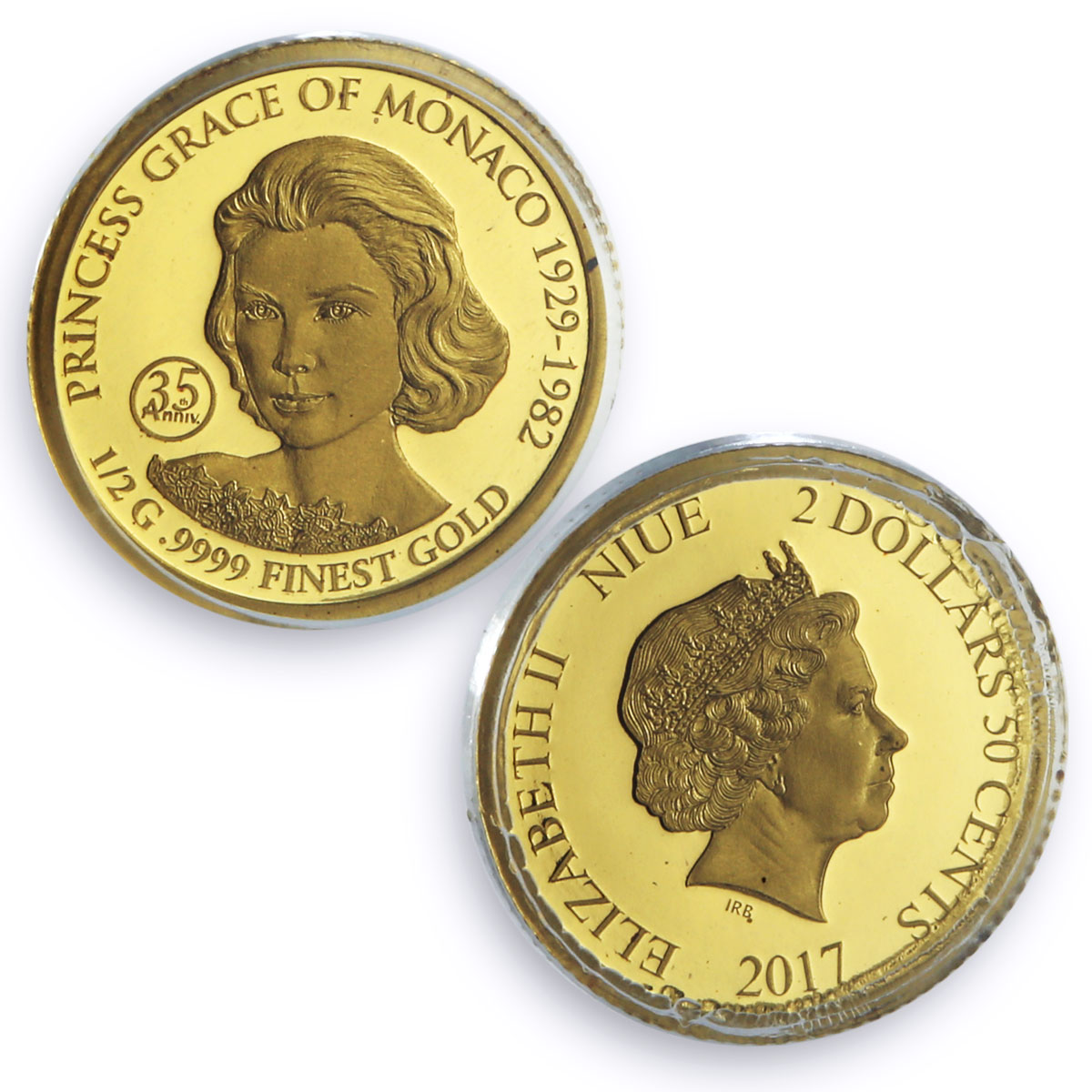 Niue 2 dollars 50 cents Princess Grace Kelly Politics PR69 PGCS gold coin 2017