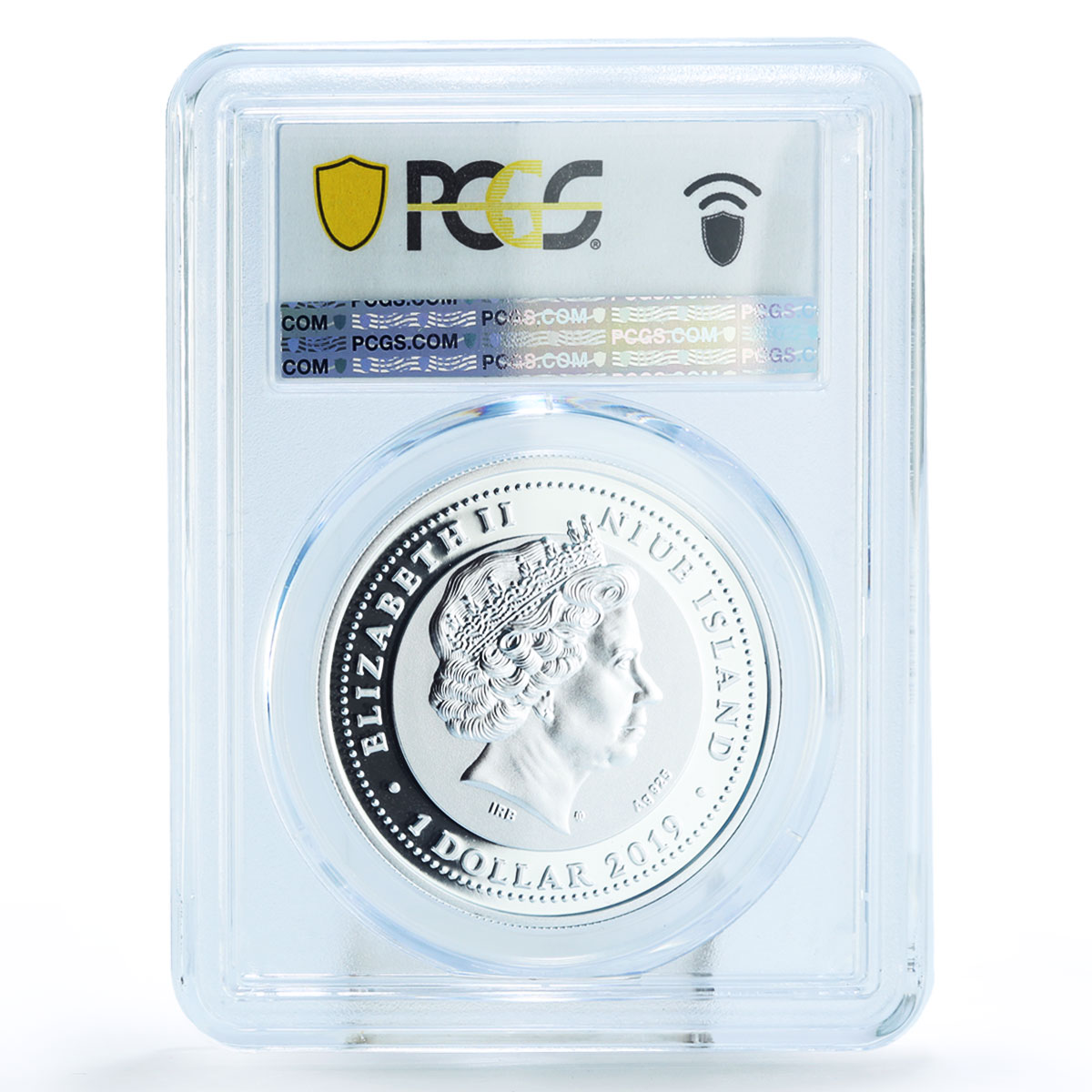 Niue 1 dollar Lunar Calendar Year of the Pig Gilt PR70 PCGS silver coin 2019