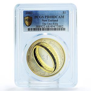 New Zealand 1 dollar Lord of the Rings The One Ring PR68 PCGS silver coin 2003