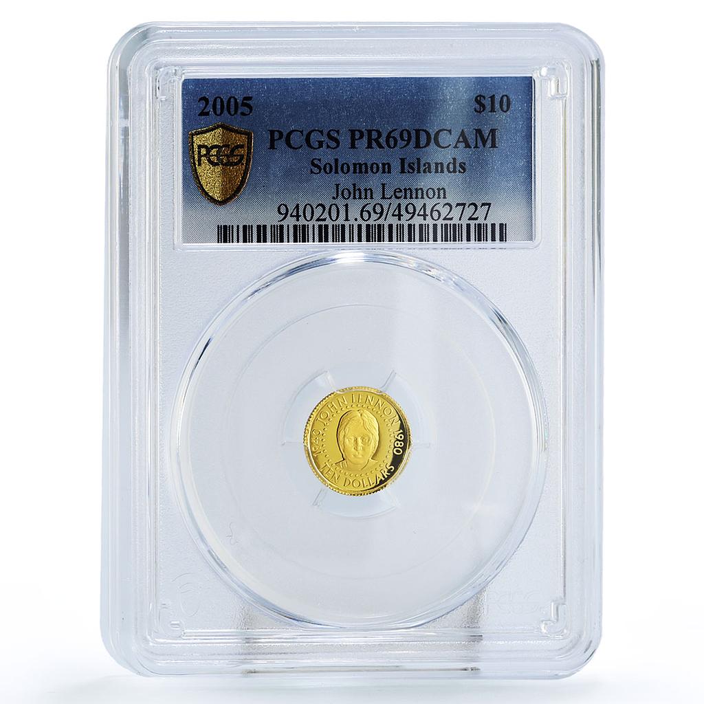 Solomon Islands 10 dollars Beatles John Lennon Music PR69 PCGS gold coin 2005