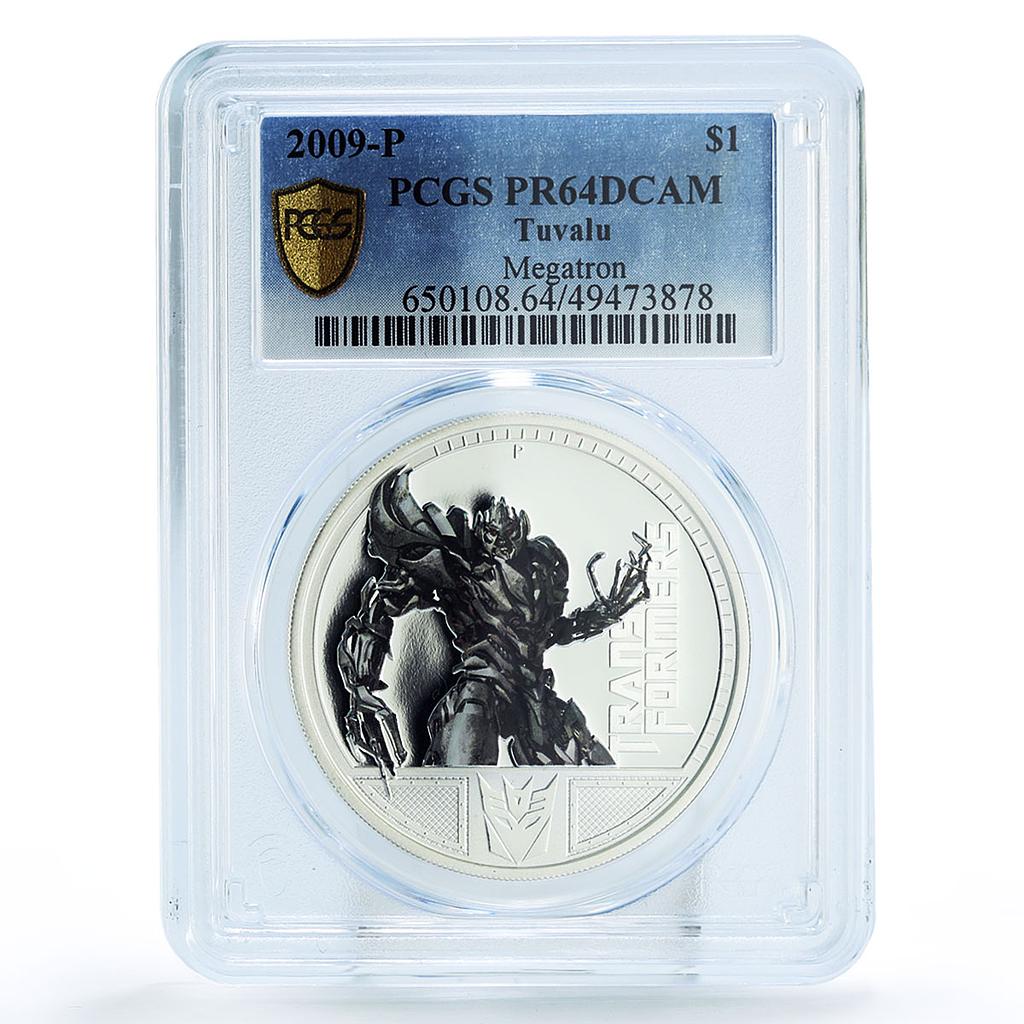 Tuvalu 1 dollar Transformers Megatron Movies Cinema PR64 PCGS silver coin 2009