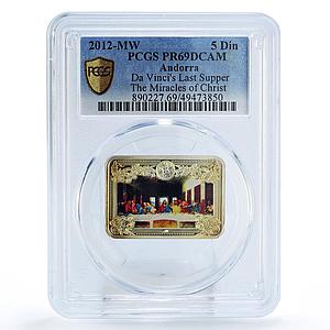 Andorra 5 diners Jesus Christ Miracles Last Supper Art PR69 PCGS Ag coin 2012