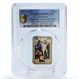 Andorra 5 diners Jesus Christ Miracles Resurrection PR69 PCGS silver coin 2013