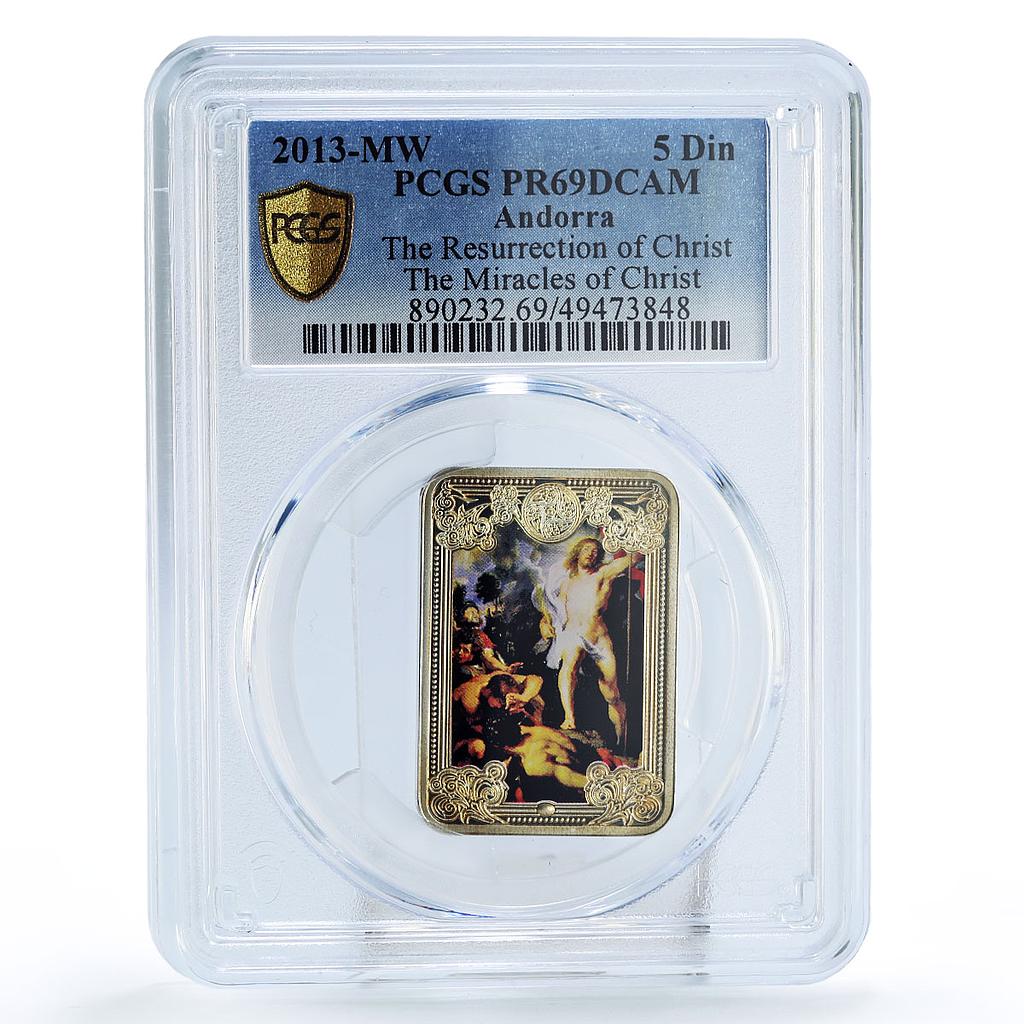 Andorra 5 diners Jesus Christ Miracles Resurrection PR69 PCGS silver coin 2013