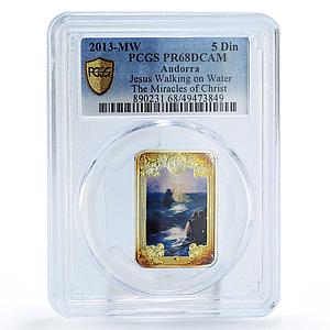 Andorra 5 diners Jesus Christ Miracles Water Walking PR68 PCGS silver coin 2013
