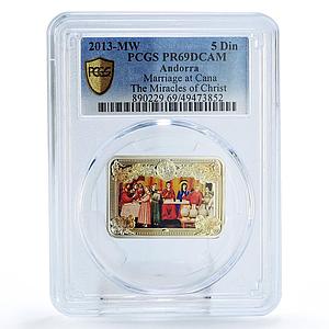 Andorra 5 diners Jesus Christ Miracles Cana Marriage PR69 PCGS silver coin 2013