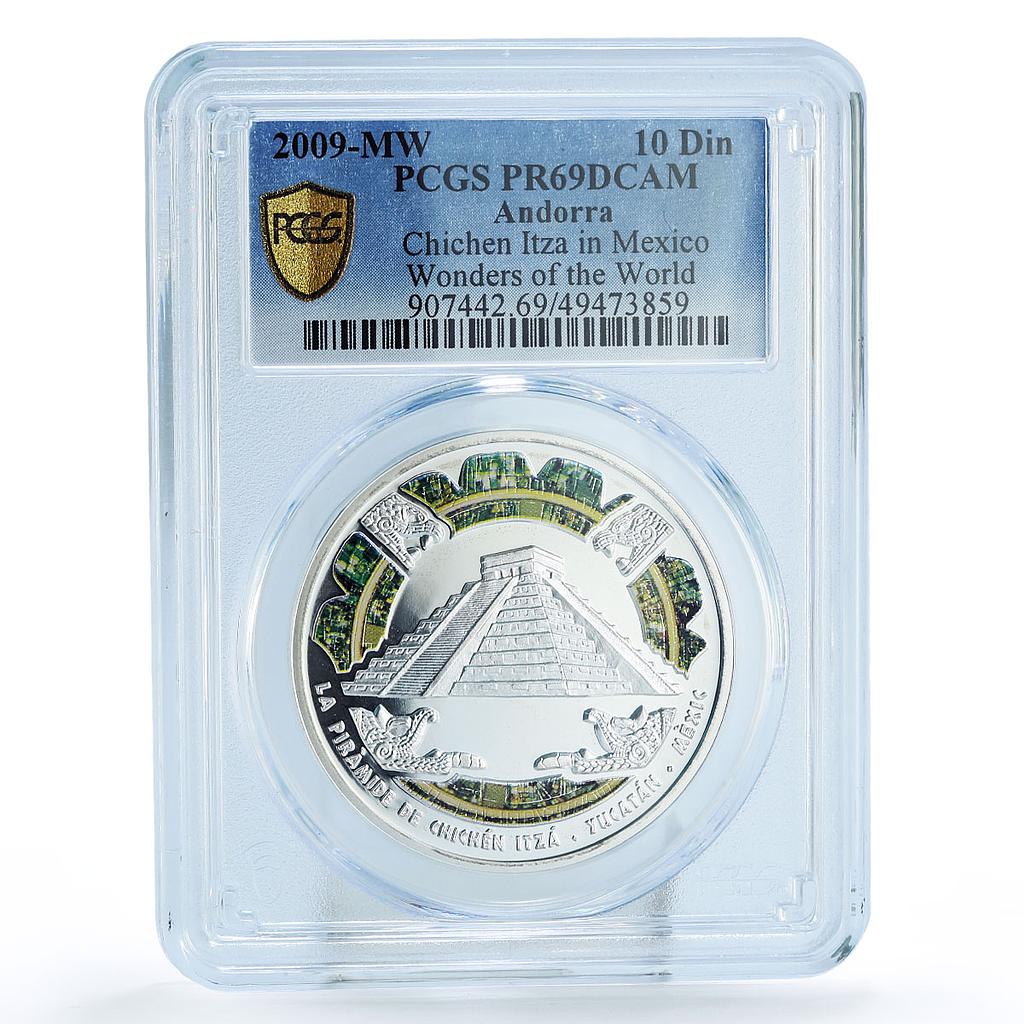 Andorra 10 diners World Wonders Mexico Chichen Itza PR69 PCGS silver coin 2009