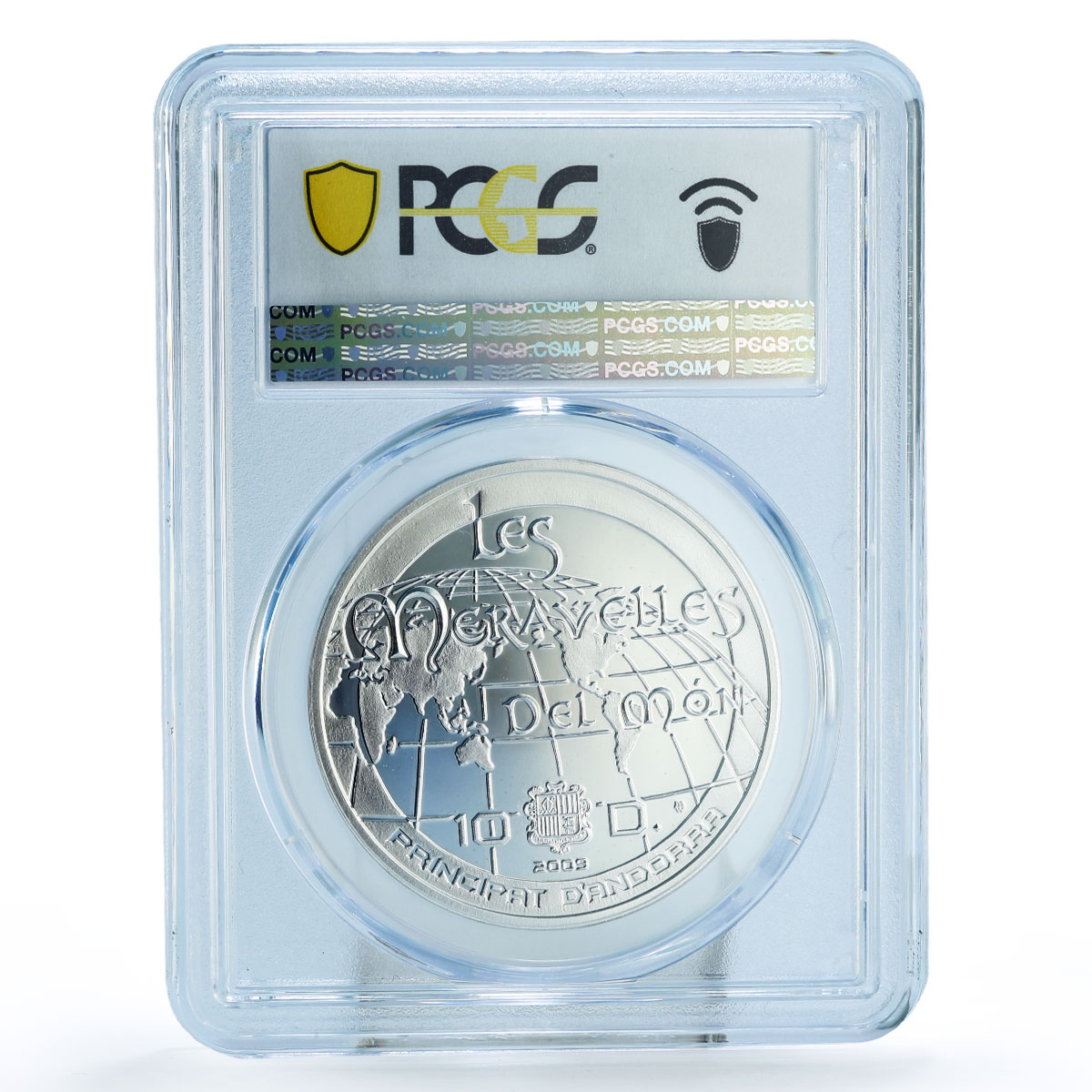 Andorra 10 diners World Wonders Brazil Christ Redeemer PR69 PCGS Ag coin 2009