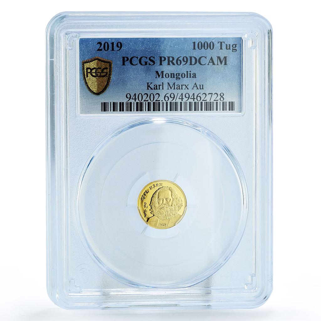 Mongolia 1000 togrog Philosopher Communist Karl Marx PR69 PCGS gold coin 2019