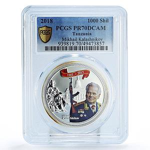 Tanzania 1000 shillings Kalashnikov Series Mikhail PR70 PCGS silver coin 2018
