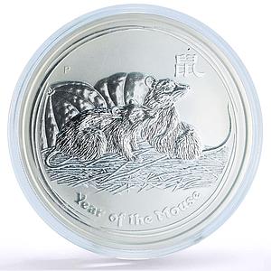 Australia 8 dollars Lunar Calendar II Year of the Mouse 5 oz silver coin 2008