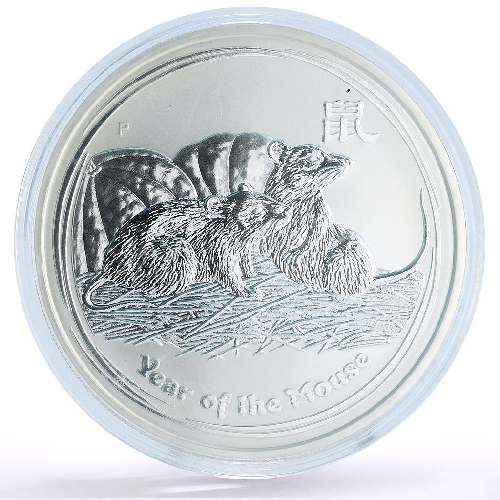 Australia 8 dollars Lunar Calendar II Year of the Mouse 5 oz silver coin 2008