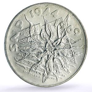 Czechoslovakia 25 korun Slovak Uprising 25th Anniversary silver coin 1969