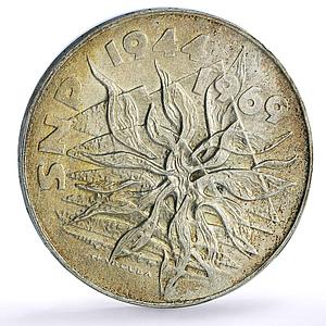 Czechoslovakia 25 korun Slovak Uprising 25th Anniversary silver coin 1969