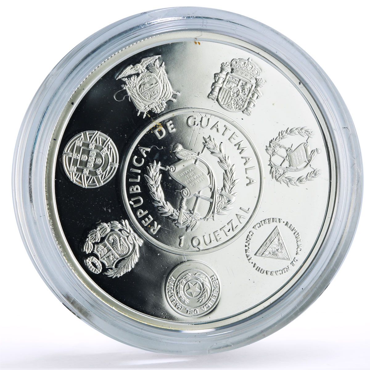 Guatemala 1 quetzal Ibero-American Railways Train 34 proof silver coin 2019