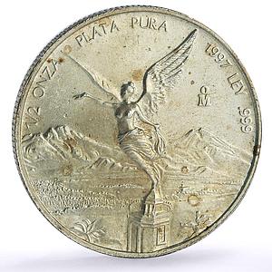Mexico 1/2 onza Libertad Angel of Independence silver coin 1997