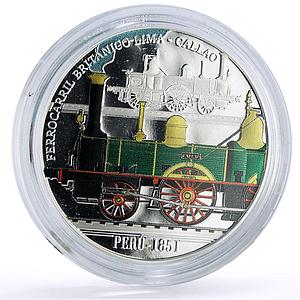 Peru 1 sol Ibero-American Railways Lima - Callao Train proof  silver coin 2019