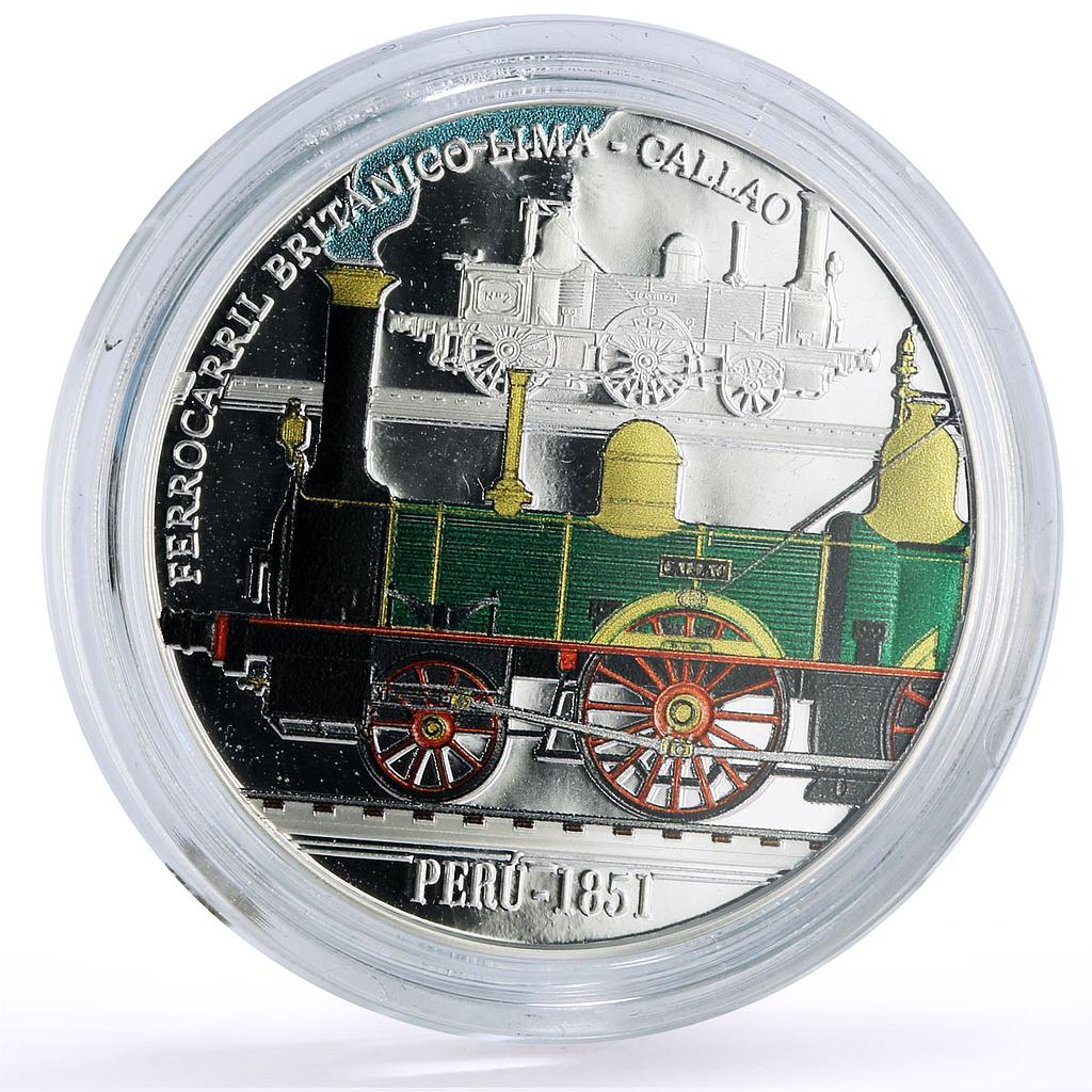 Peru 1 sol Ibero-American Railways Lima - Callao Train proof  silver coin 2019