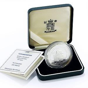 Turkmenistan 500 manat Soltan Sanjar Mausoleum Architecture silver coin 2000