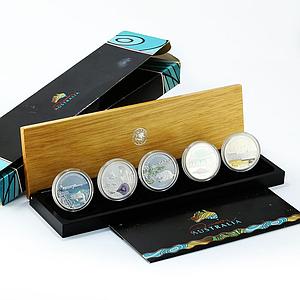 Australia set 5 coins Discover Australia colored silver coins 2008