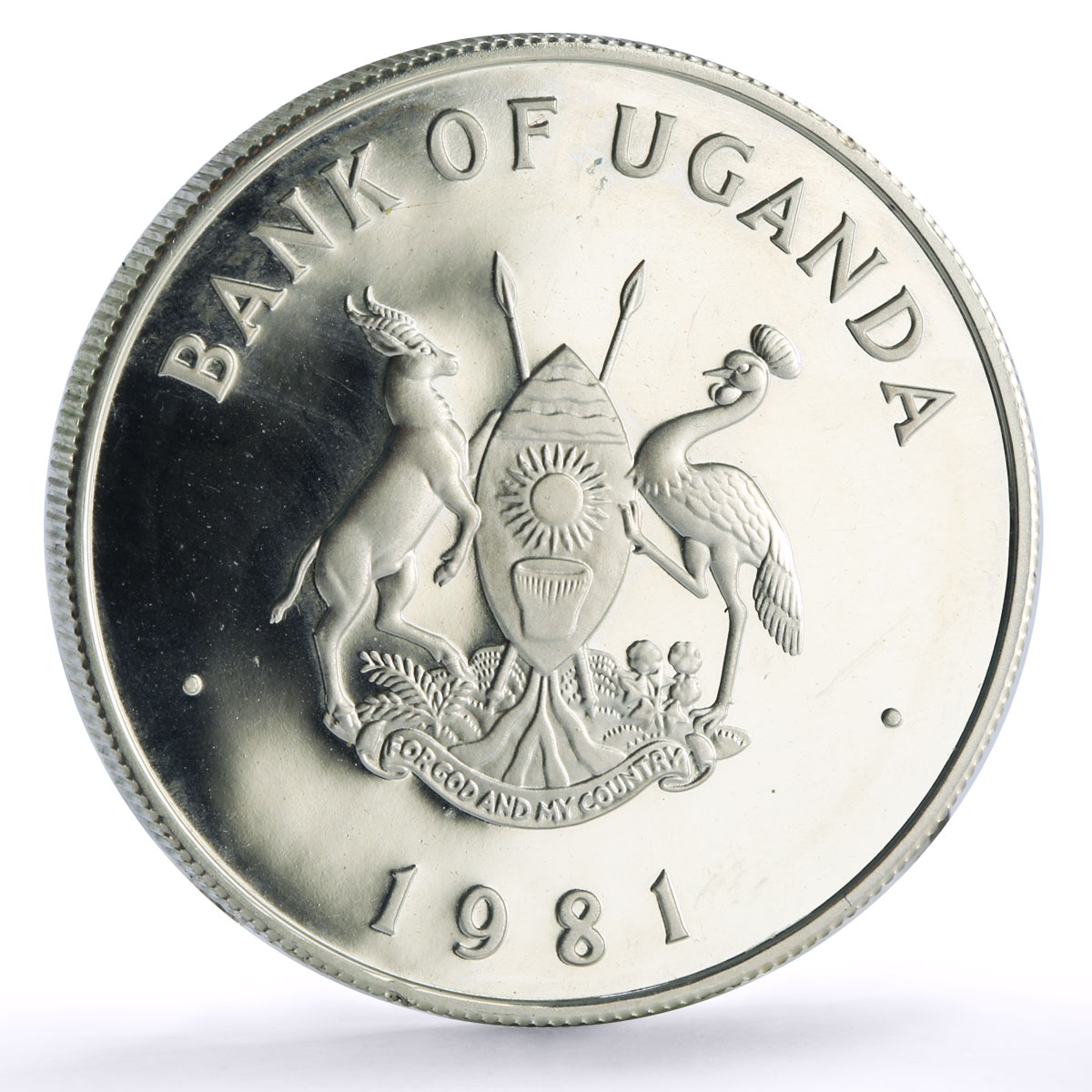 Uganda 200 shillings IYDP Disabled Persons Year Piefort proof silver coin 1981