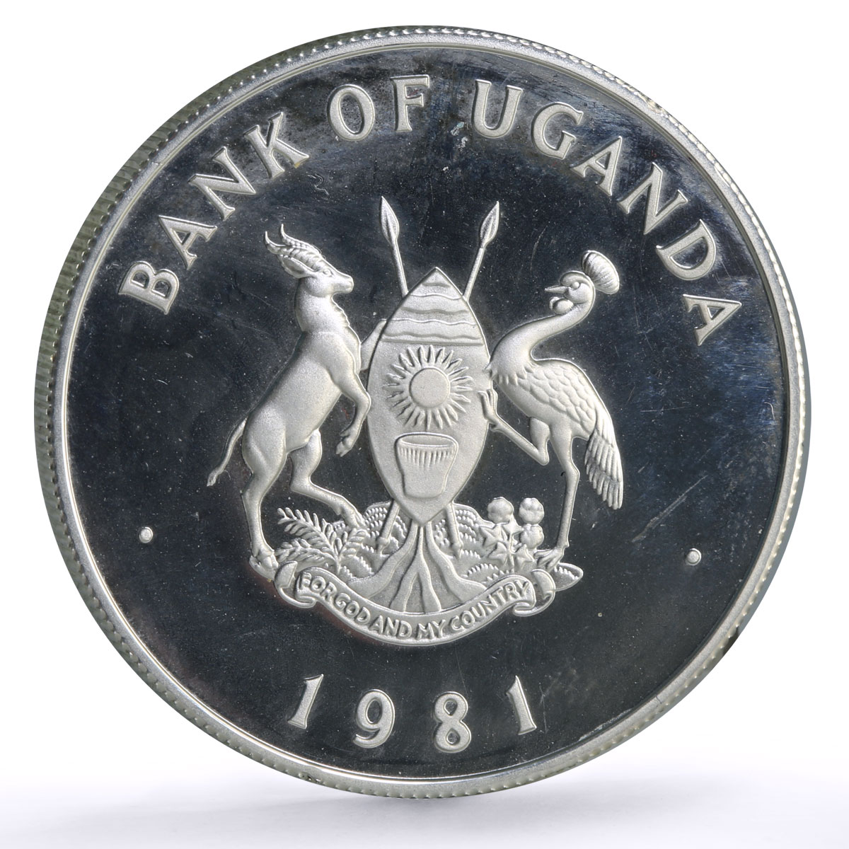 Uganda 200 shillings IYDP Disabled Persons Year Piefort proof silver coin 1981
