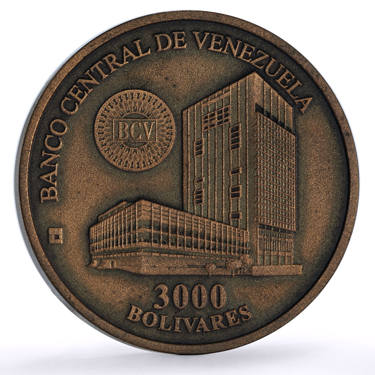 Venezuela 3000 bolivares BCV Central Bank Maracay Mint House bronze coin 1999