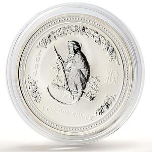 Australia 1 dollar Lunar Calendar series I Year of the Monkey silver coin 2004