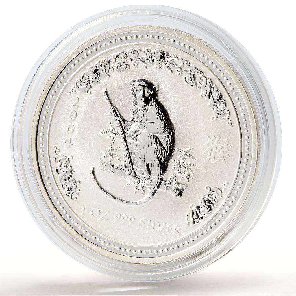 Australia 1 dollar Lunar Calendar series I Year of the Monkey silver coin 2004