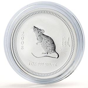 Australia 1 dollar Lunar Calendar series I Year of the Mouse silver coin 2008