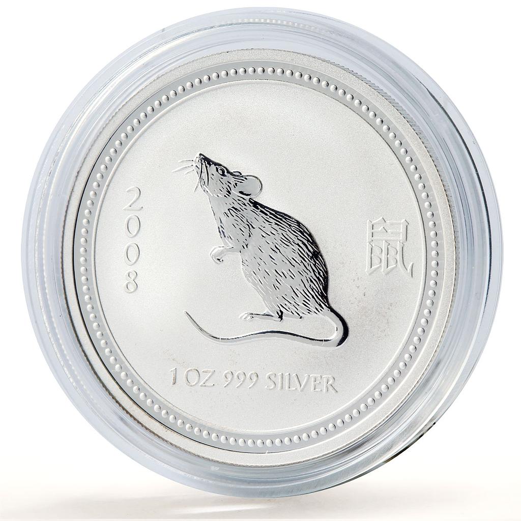 Australia 1 dollar Lunar Calendar series I Year of the Mouse silver coin 2008